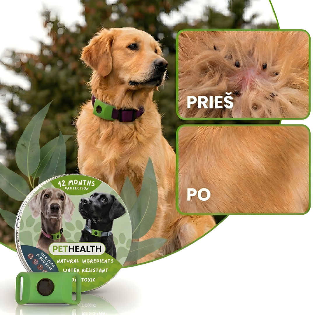 PetHealth™ Pakabukas Nuo Erkių ir Blusų Šunims - 12 Mėnesių Apsauga